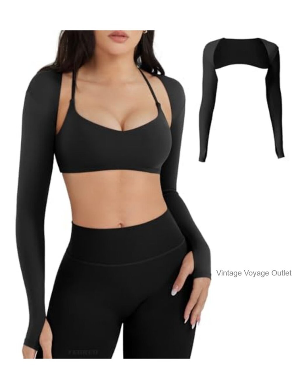 Nylon Spandex Seamless Yoga Bolero Long Sleeve Thumbholes Workout Top
